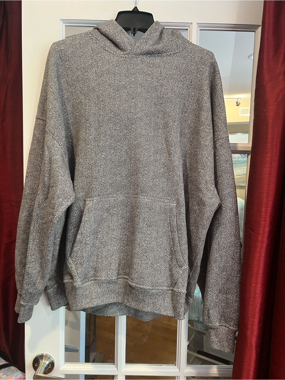 Abercrombie & Fitch Men’s Gray Herringbone Crewneck Hoodie
